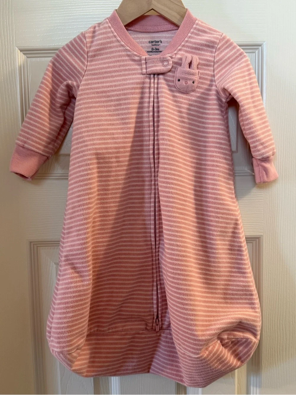 Carter's Pink Striped Sleep Sack with Bunny Applique